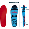 shows the dimensions of the new design of the sorbothane full strike insole