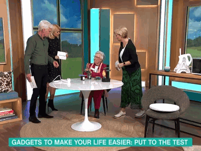 A image showing the Deluxe Swivel Seat being used on GMTV