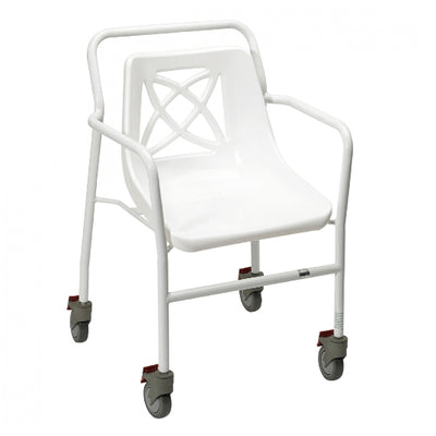 shows the Harrogate Wheeled Adjustable Shower Chair