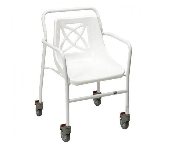shows the Harrogate Wheeled Adjustable Shower Chair