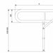 A diagram of the measurements for the Friction Hinged Support Rail