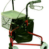 Red Lightweight Tri Walker with Bag and Basket