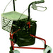 Red Lightweight Tri Walker with Bag and Basket