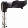 shows a close up of the handle on the folding adjustable arthritis grip cane in ivy