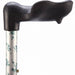 shows a close up of the handle on the folding adjustable arthritis grip cane in ivy