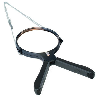 shows the lifemax handsfree magnifier with light and the cord showing