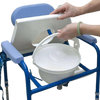 shows someone removing the potty on the nuvo children's height adjustable commode