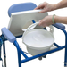 shows someone removing the potty on the nuvo children's height adjustable commode