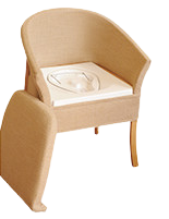 shows the lancaster luxury commode with the cushion removed