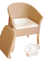 shows the lancaster commode with the cushion and the pan removed