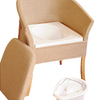 shows the lancaster commode with the cushion and the pan removed