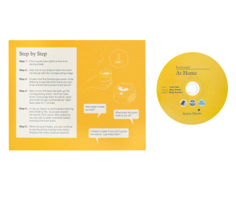 shows the instructions on how to use the at home scentscape box along with the CD.