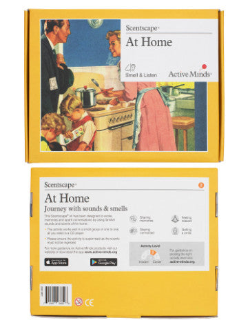 shows the front and the back of the at home scentscape box