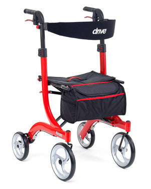 shows the tall nitro rollator in red