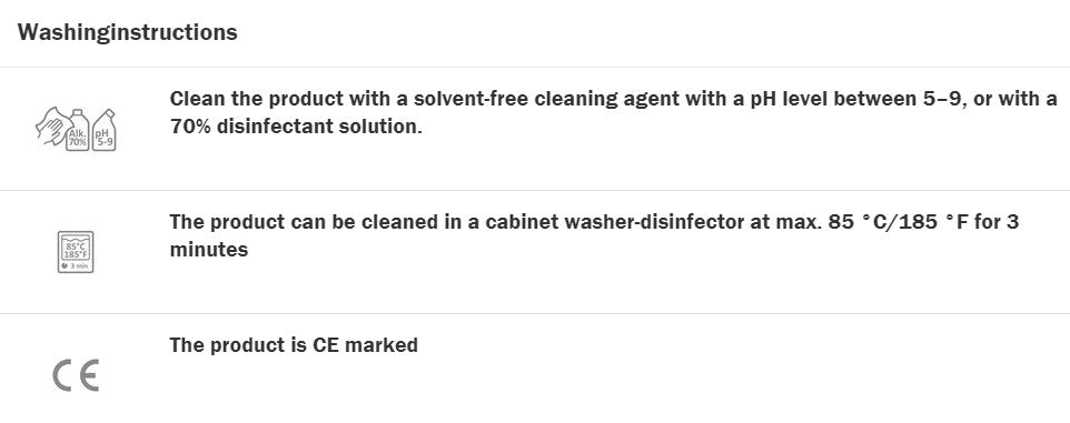 shows the washing instructions of the etac hi loo raised toilet seat
