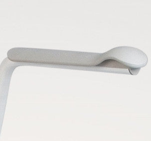 the image shows a clode up of the handgrip on the etac supporter toilet seat with fixed arms