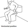 A diagram showing how the Etac Grab Bar is a handy straight grab bar that ca be postitioned horizontally or vertically