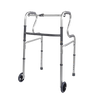 A sideways view of the Dual Riser Delux Folding Walking Frame