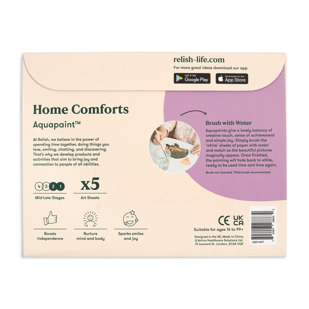 shows the back of the home comforts aquapaint box