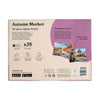 shows the back of the autumn market jigsaw puzzle box.