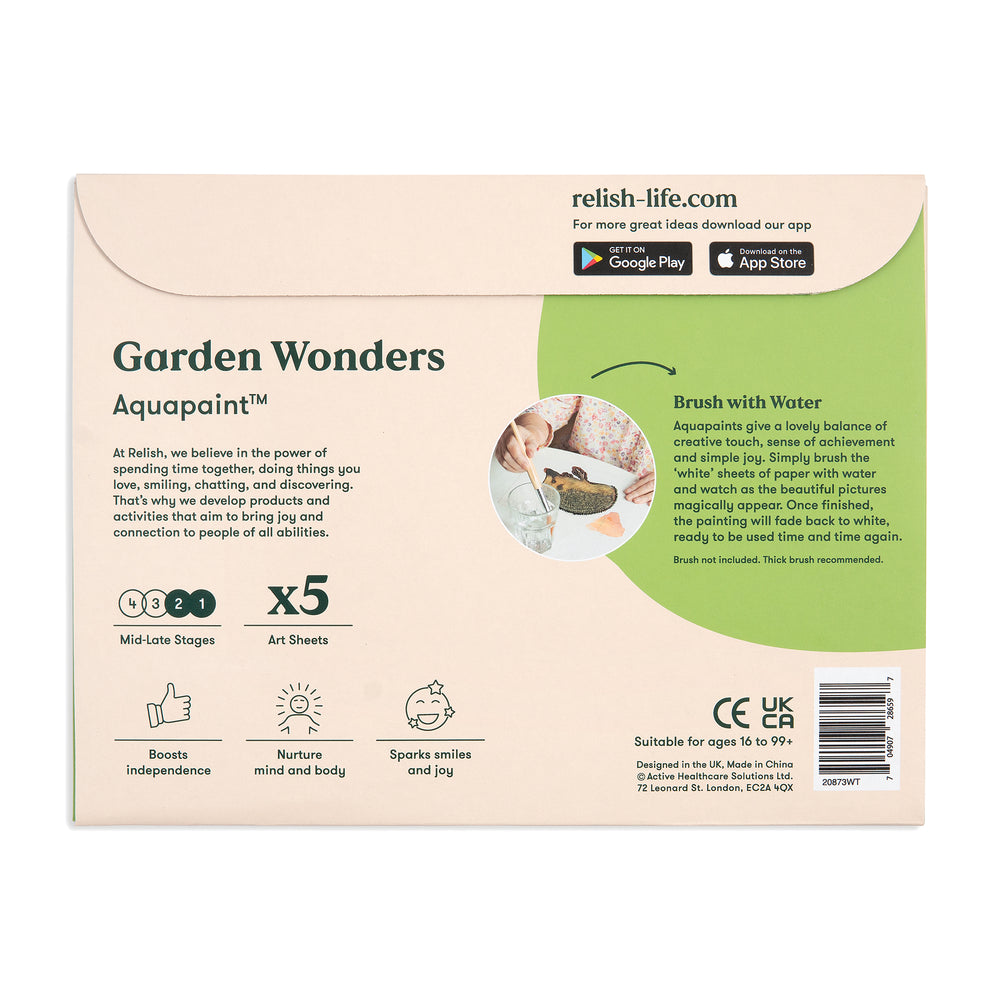 shows the back of the garden wonders aquapaint box