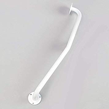 shows a white Newel Post Grab Rail laid flat against a pale-grey background