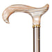 the image shows a close up of the handle on the classic canes derby cane with acrylic blonde handle