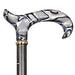 the image shows a close up of the handle on the derby cane with black handle