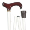 shows a close up of the handle on the classic canes folding white derby cane