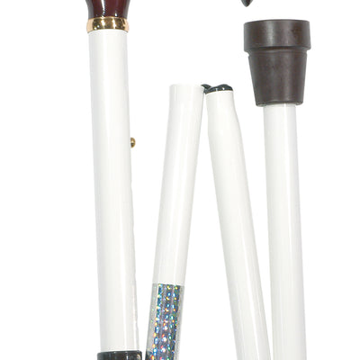 shows the classic canes folding white derby cane
