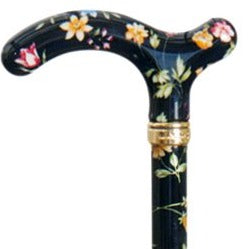 the image shows the black floral classic canes slimline chelsea cane