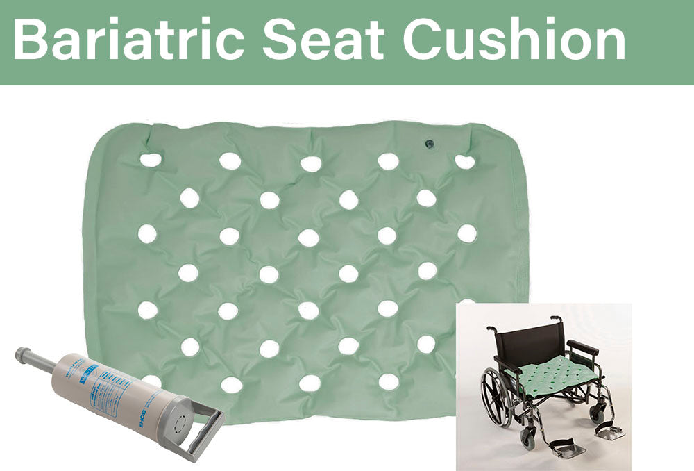 shows the bariatric seat cushion with the pump