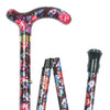 shows the Classic Canes Slimline Folding Petite Cane in Pink and Black Floral