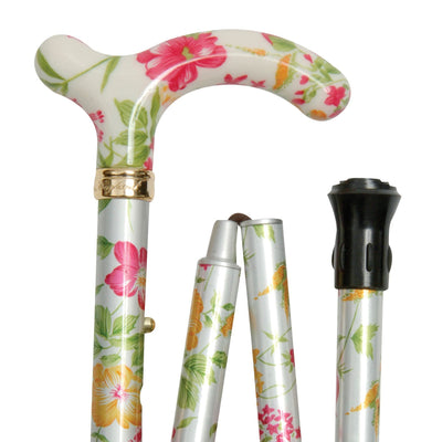 shows the Classic Canes Folding Petite Cane Cream Floral