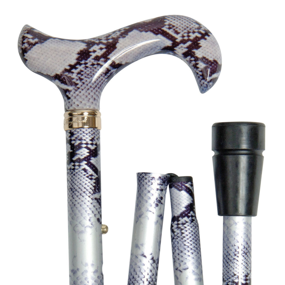 shows the classic canes folding fashion derby cane in snakeskin