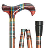 shows the Classic Canes Folding Fashion Derby Cane in Multi-Tartan