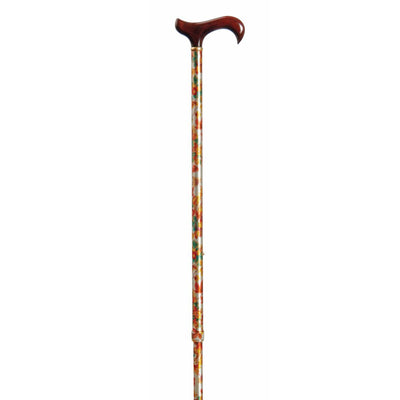 the image shows the derby walking stick with the cream autumnal pattern