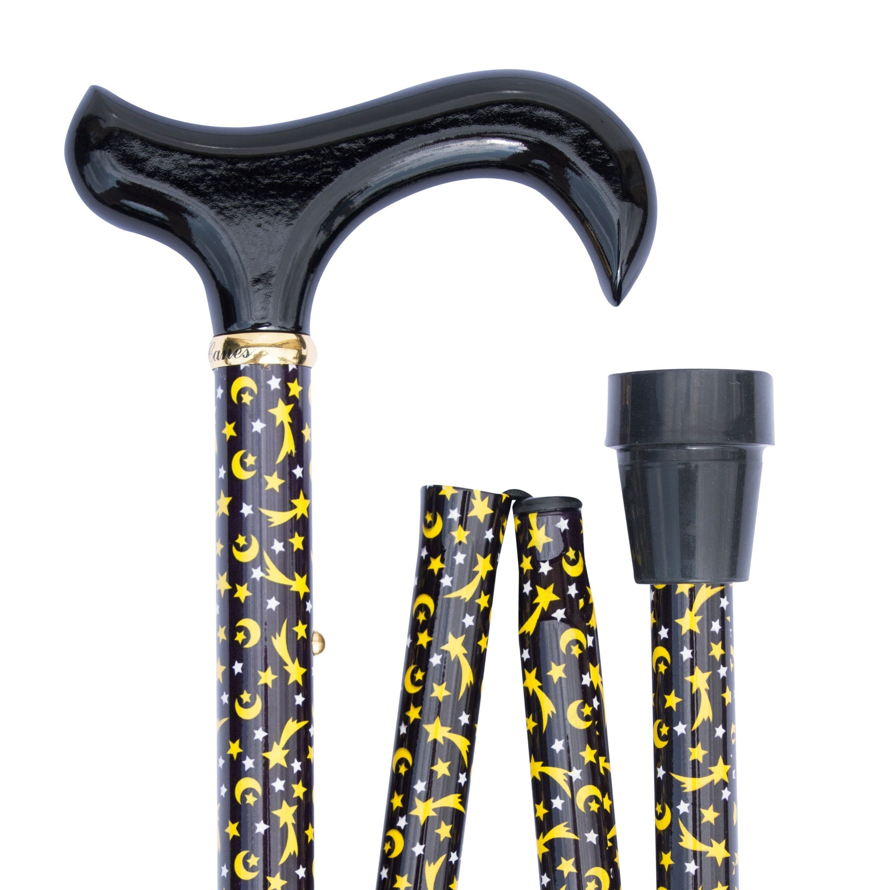 Classic Canes Slimline Folding Derby Cane Moons And Stars