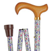 shows the Classic Canes Slimline Folding Value Cane in White Floral
