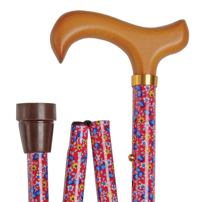 The image shows the Slimline Folding Classic Cane in Pink Floral