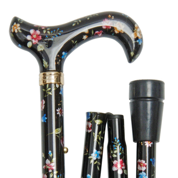 shows the Classic Canes Elite Derby Cane in Black Floral