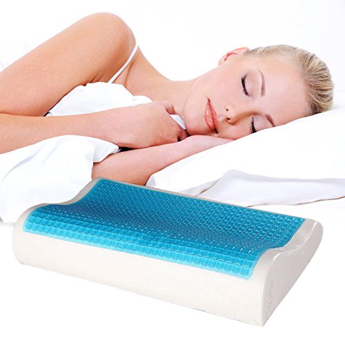 Cooling Gel Memory Foam Contour Pillow with Soft Air Knit Fabric Cover