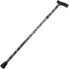 shows the height adjustable folding walking stick - tropical