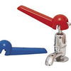 shows the Homecraft Crosshead Tap Turners with the red (hot tap) turner in place on a tap