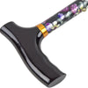 shows a close up of the handle on the folding height adjustable walking stick