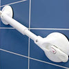 shows Mobeli Dual Adjustable grab rail fixed to bathroom wall tiles