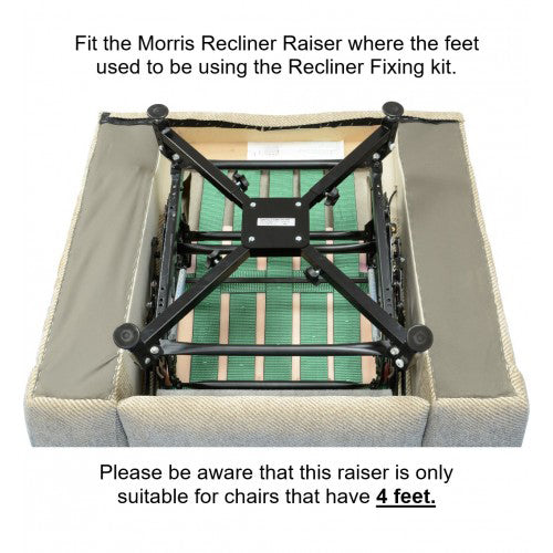 a diagram showing how the Morris Recliner & Riser Recliner Chair Raiser Adj. height 10 cm - 18 cm works