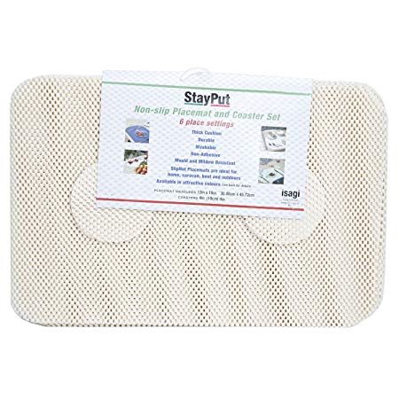 Non-Slip Tablemat and Coasters Set – white