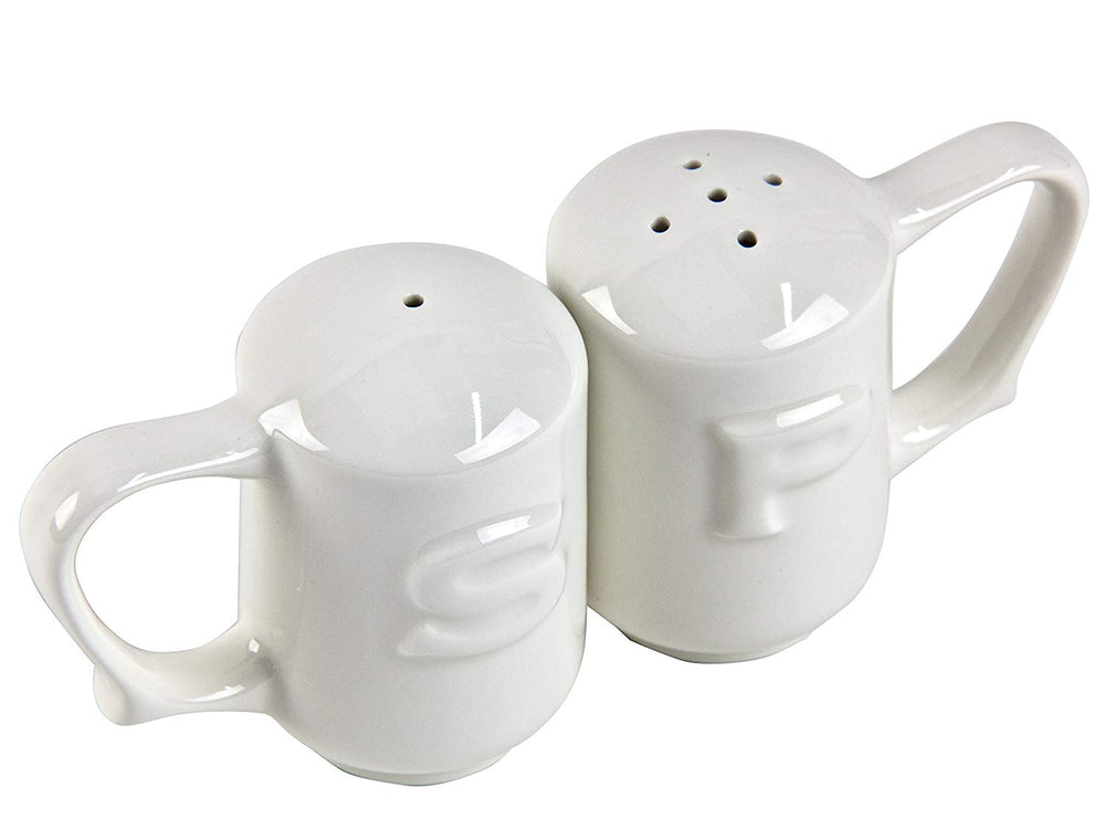 Wade Dignity One Handled Salt & Pepper Shakers – White