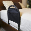 shows the bed rail advantage traveller attached to a bed